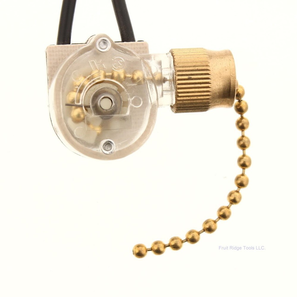 Necon E81372 Black Single Pole Gold Pull String Switch Control 1/6A 125V 3A 250V