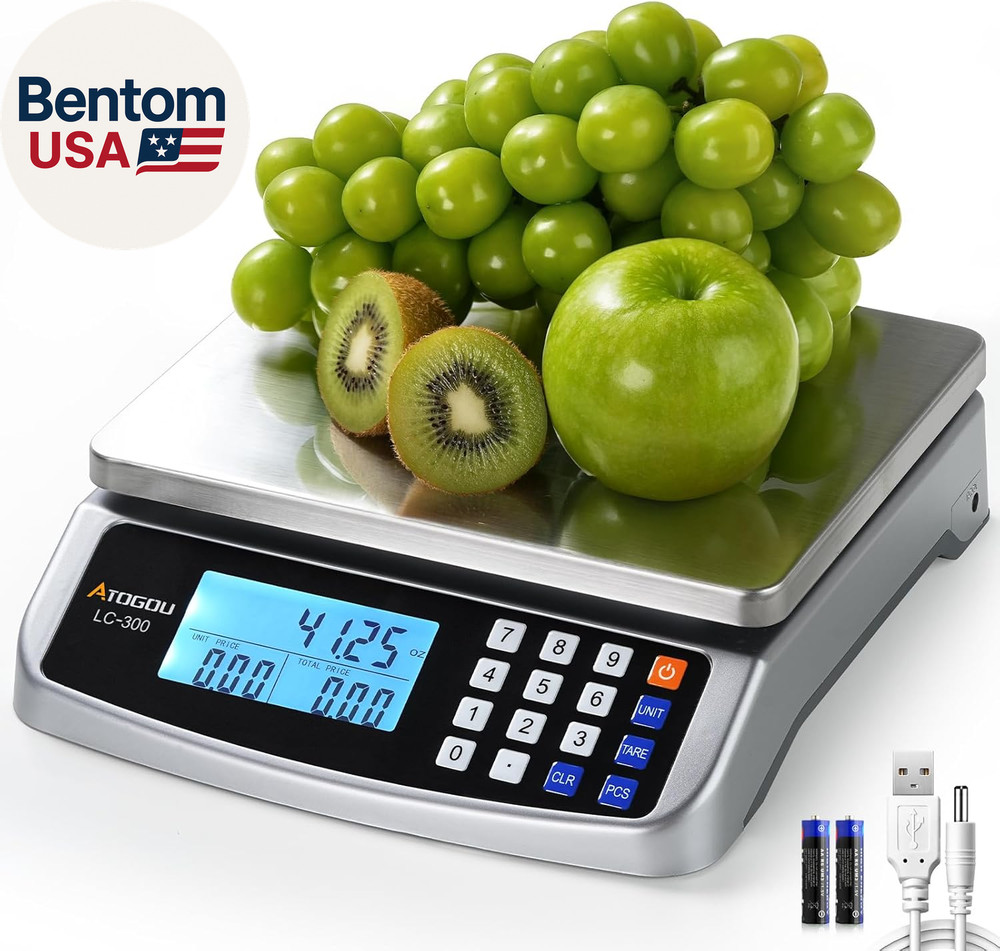 110Lb Food Scale, Commercial Kitchen Scale with Price Computing, Plug-In Usable,