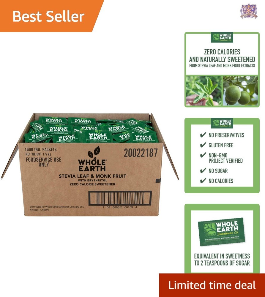 Sweetener Packets Stevia Monk Fruit Erythritol Sugar Substitute Zero Calorie