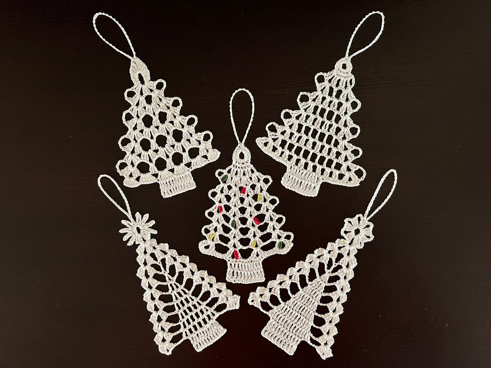 PDF Pattern 5 Crochet Trees Tree Ornaments Decor Gift Vintage