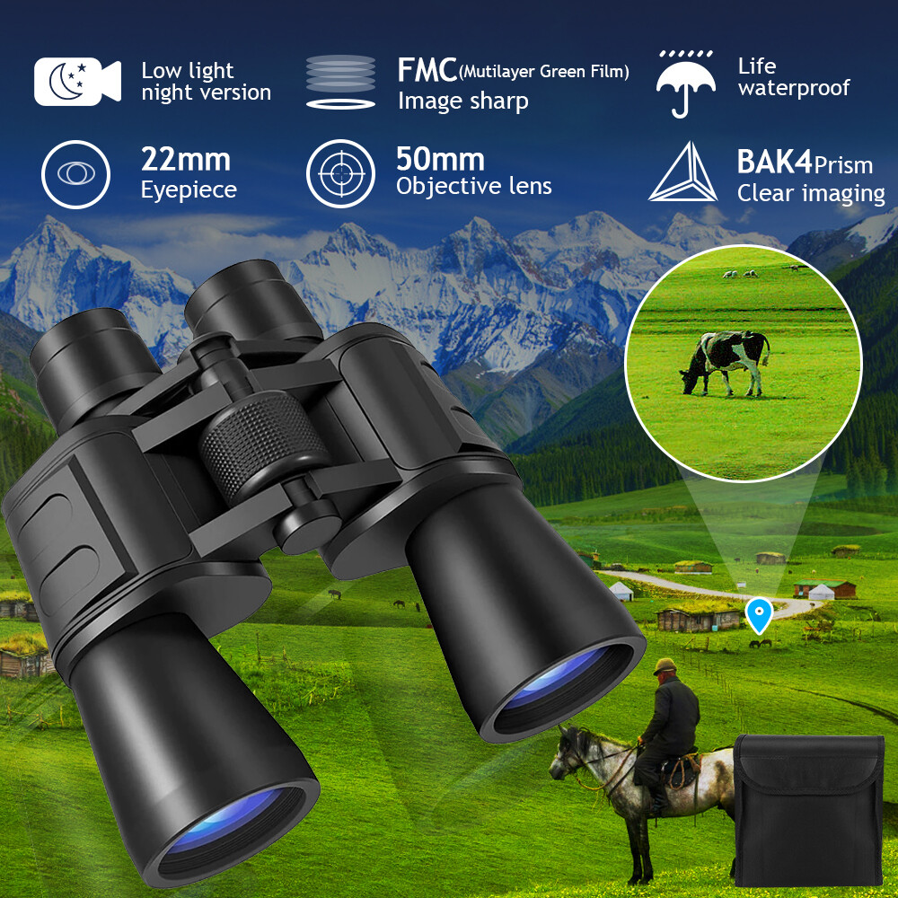 100X180 Zoom Binoculars Day Night Vision BAK4 Prism High Power Waterproof + Case