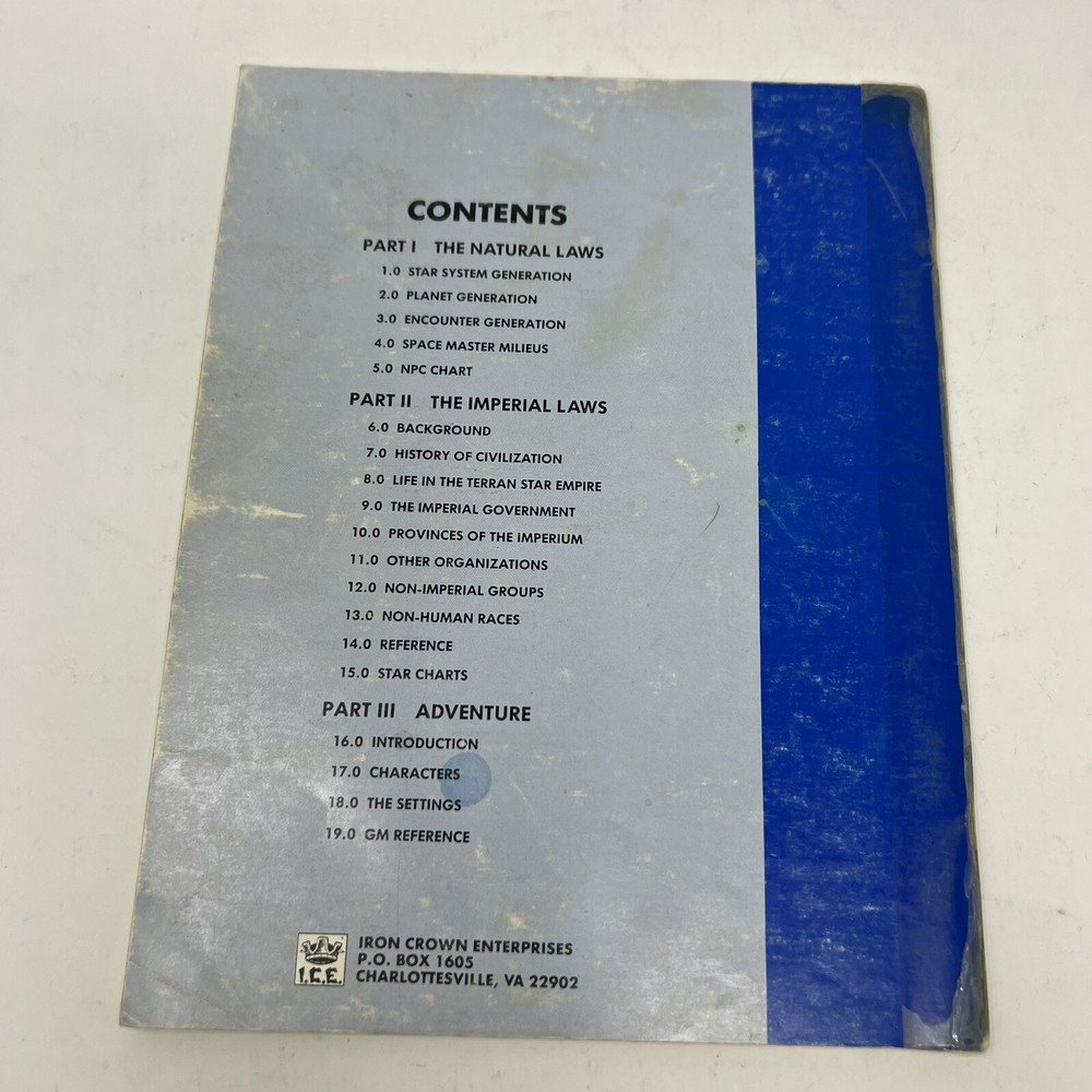 Vintage ICE Space Master Sci Fi Role Playing Game GM Book
