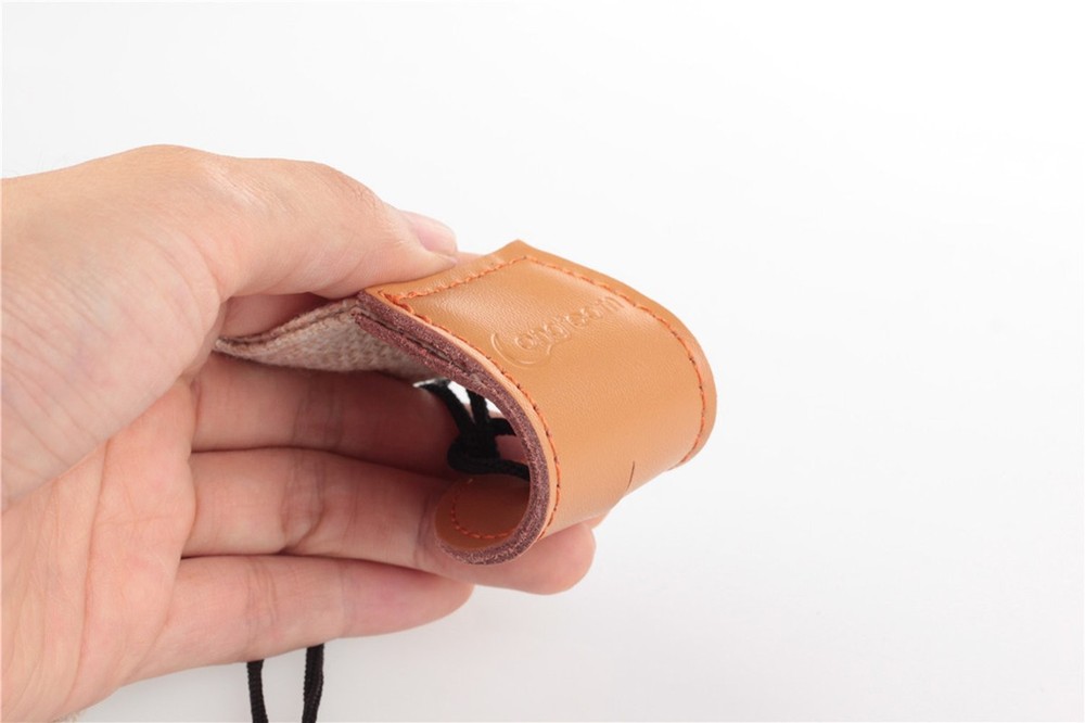 Adjustable Uke Leather Ukulele Strap with Metal Hook - Linen Light Brown