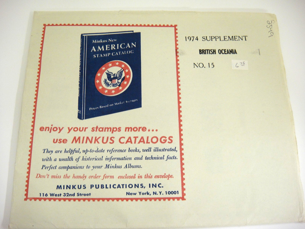 Minkus 1974 British Oceania Stamp Album Supplement #15 NOS