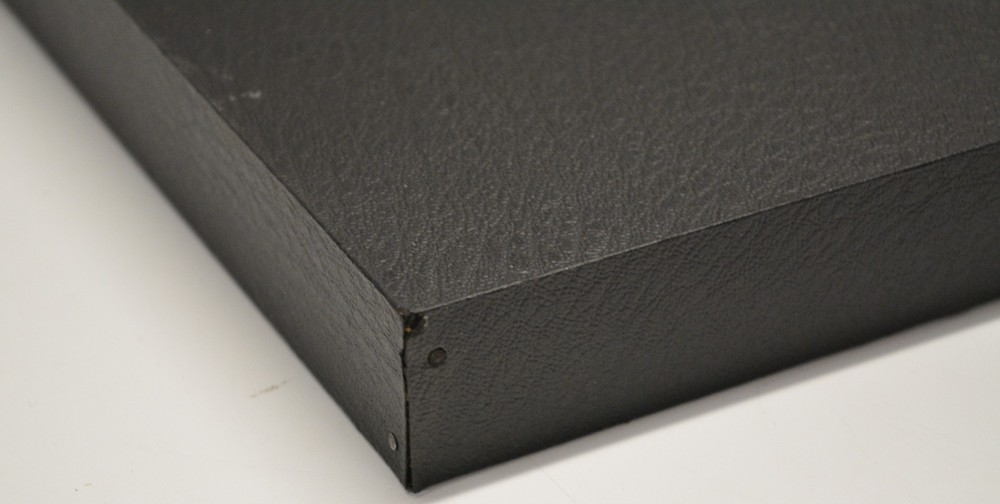 USED PERCUSSION TRAP TABLE WITH STAND, WOOD SHELL