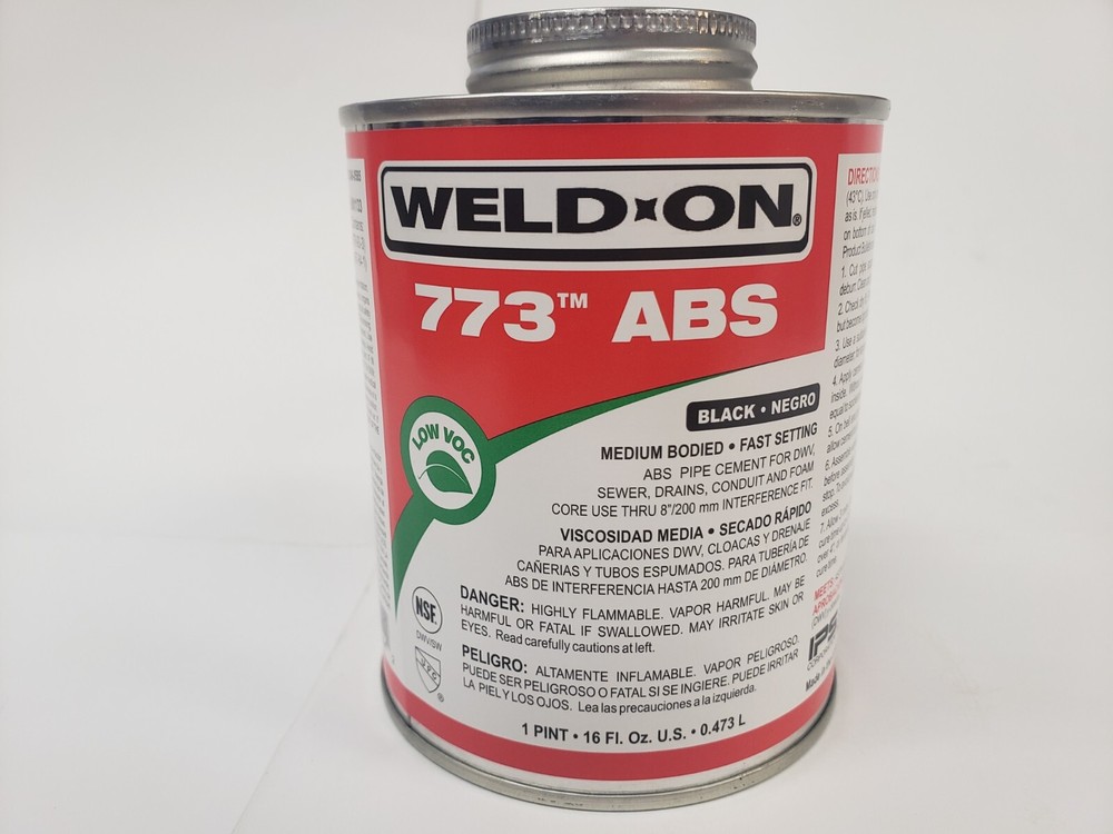 Weld-On 10244 773 Medium Bodied ABS Pipe Cement 1 Pint (16 oz) Black