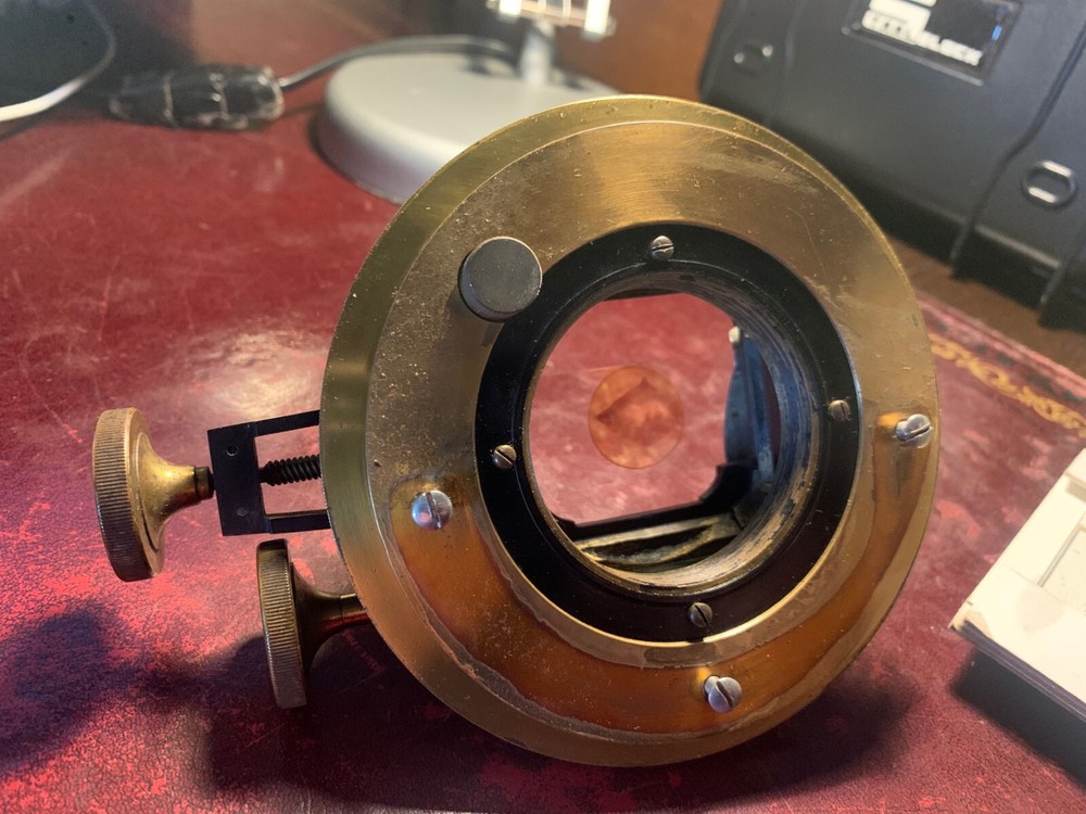 Antique Brass Rotating Mechanical Stage for Watson Van Heurck Microscope c1910