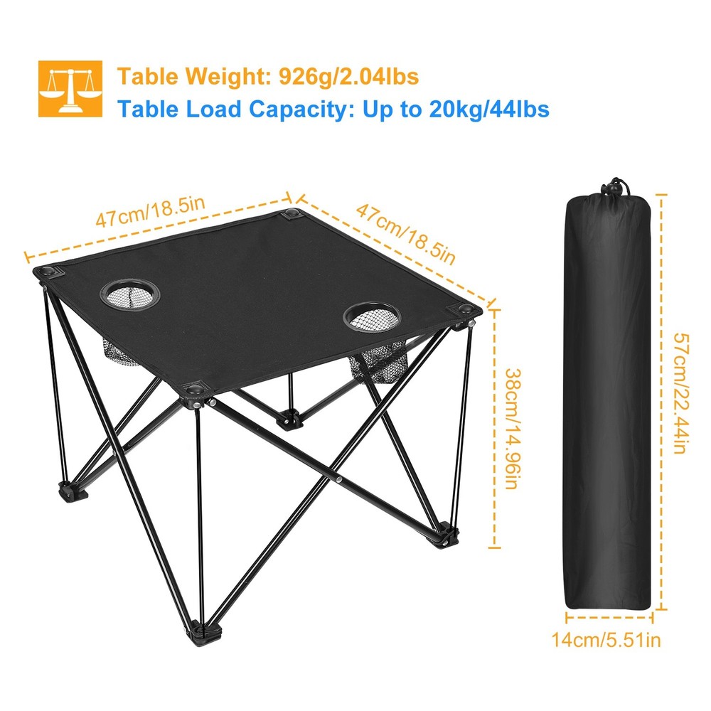 Foldable Compact Outdoor Side Table – No-Tool Setup, 600D Waterproof, 44 lbs