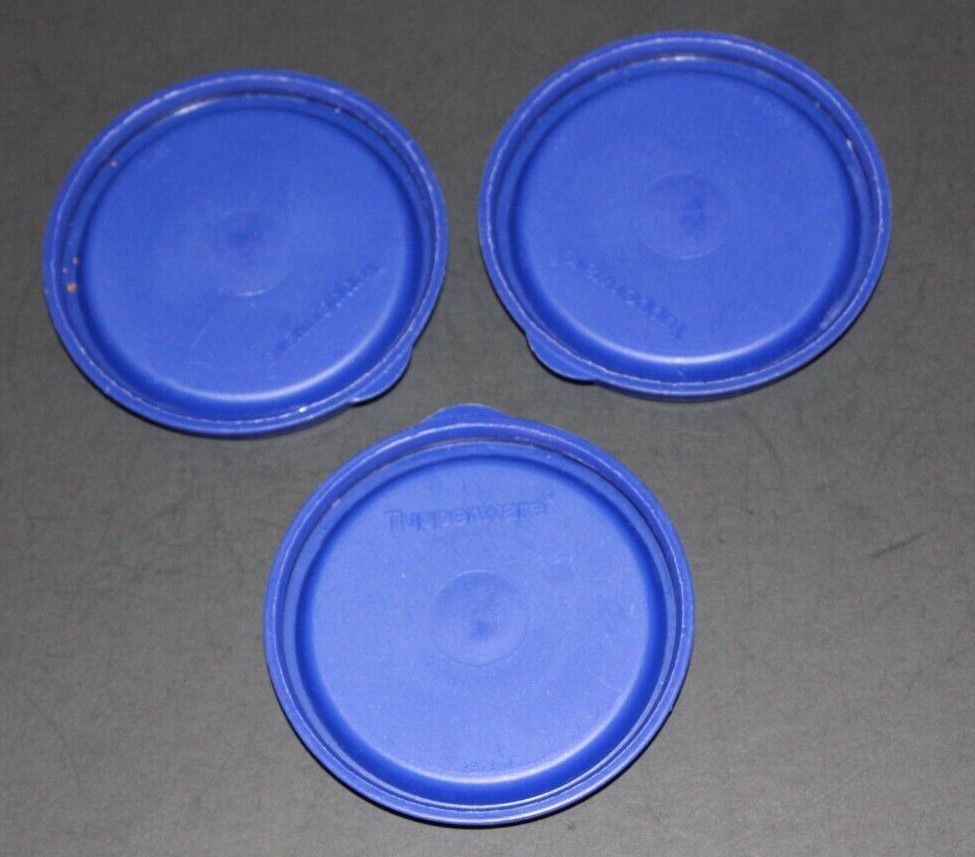 Vintage Lot 3 Tupperware Blue Round Replacement Lid 2971