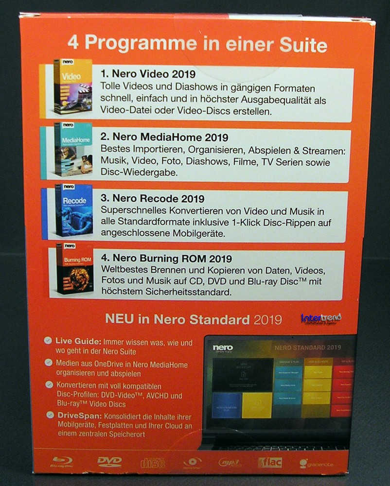 Nero Standard 2019 Full Version Box + CD Multimedia 4in1 Burning Software Original Packaging NEW