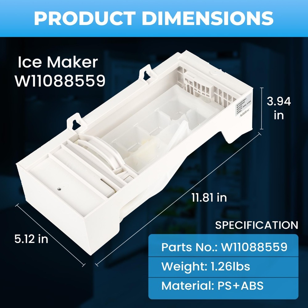 W11284458 W11088559 Refrigerator Ice Maker Replacement,Replace EAP12584610...