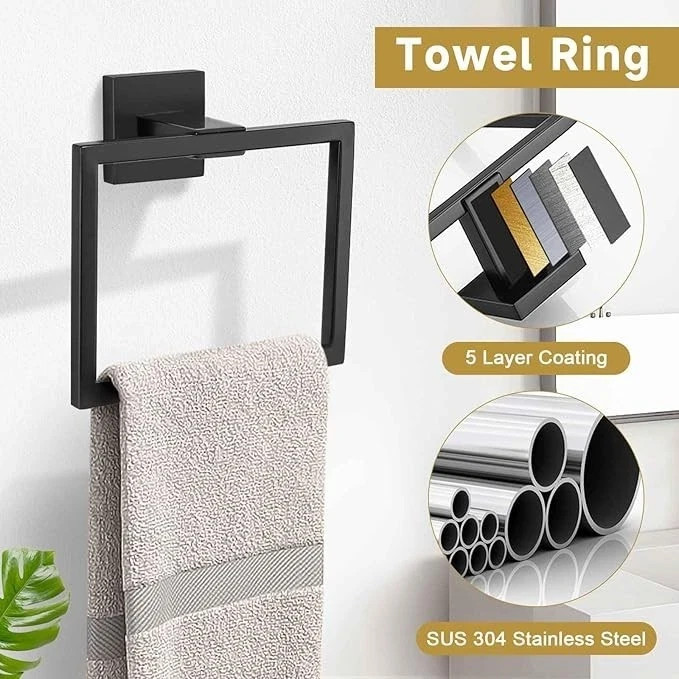 5-Piece Black Bathroom Accessory Sets Towel Rack Set Towel Bar Set Two hook