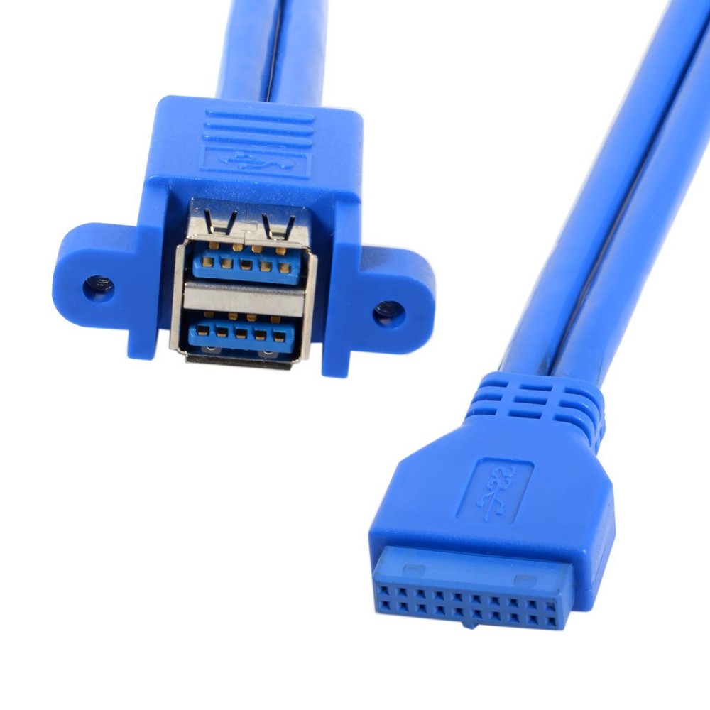 Stackable USB 3.0 Female Panel Type to Motherboard 19Pin 20Pin Header Cable 5...