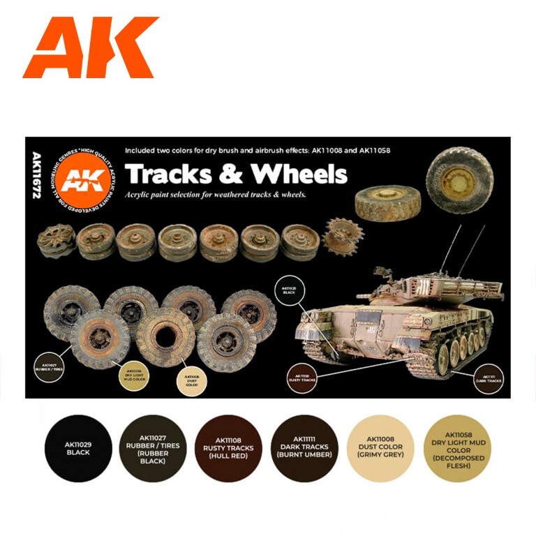 AK Interactive: Tracks & Wheels Colors - Acrylic Paint Set - AK11672
