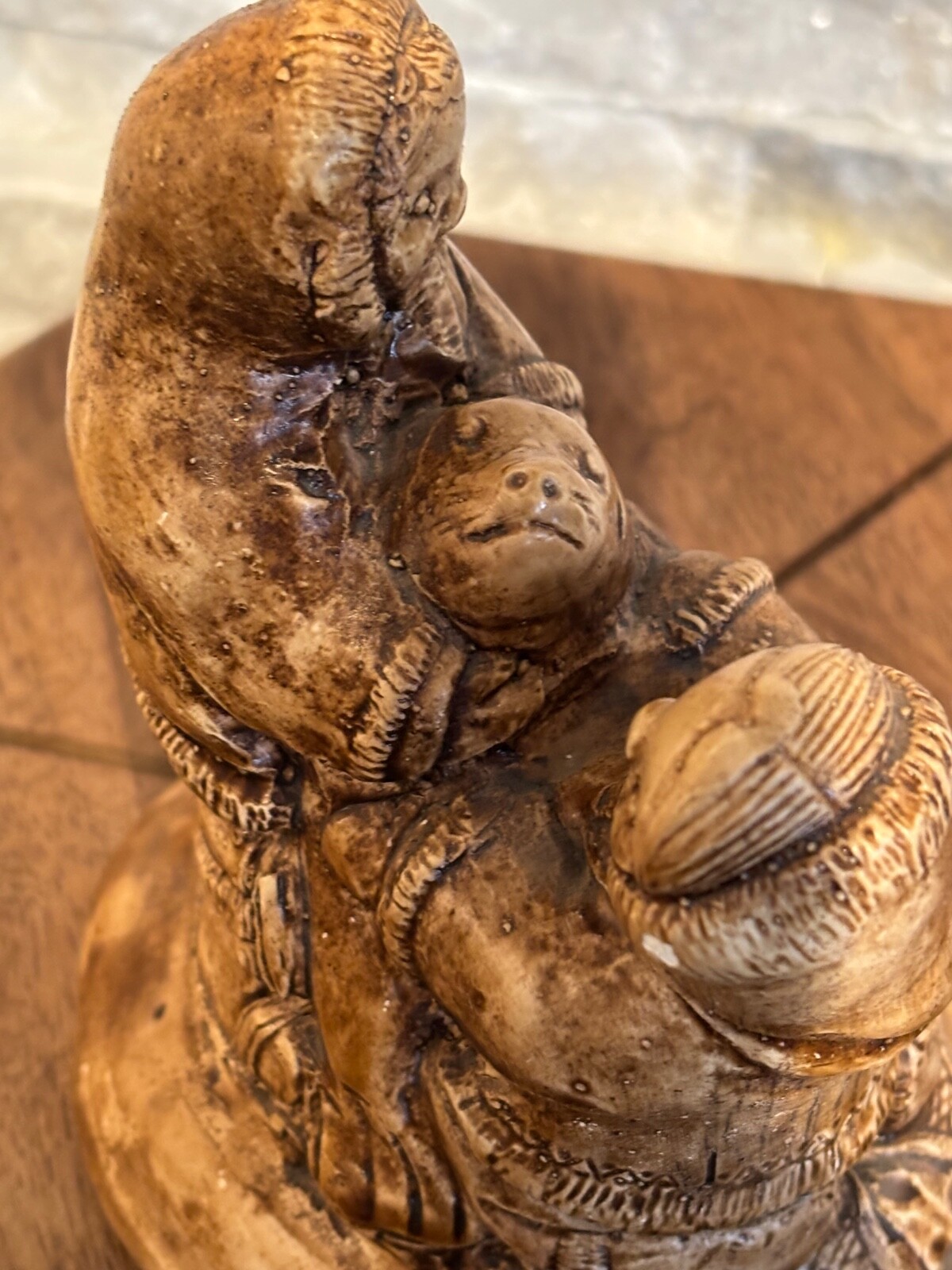 Wolf Eskimo Inuit Couple With Seal Pup Sculpture Made In Canada