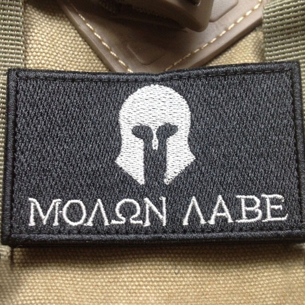 2PCS MOAON AABE MOLON LABE TACTICAL MILITRAY HOOK&LOOP PATCH EMBROIDERED BLACK