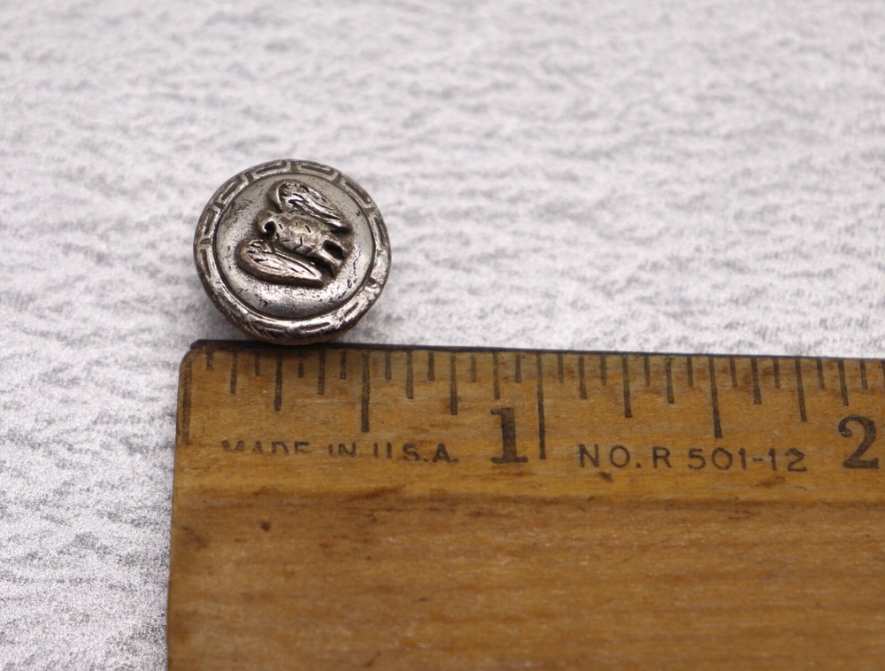 Vintage Antique Button Sterling Silver Eagle Button (Single) 9/16" Diameter RARE