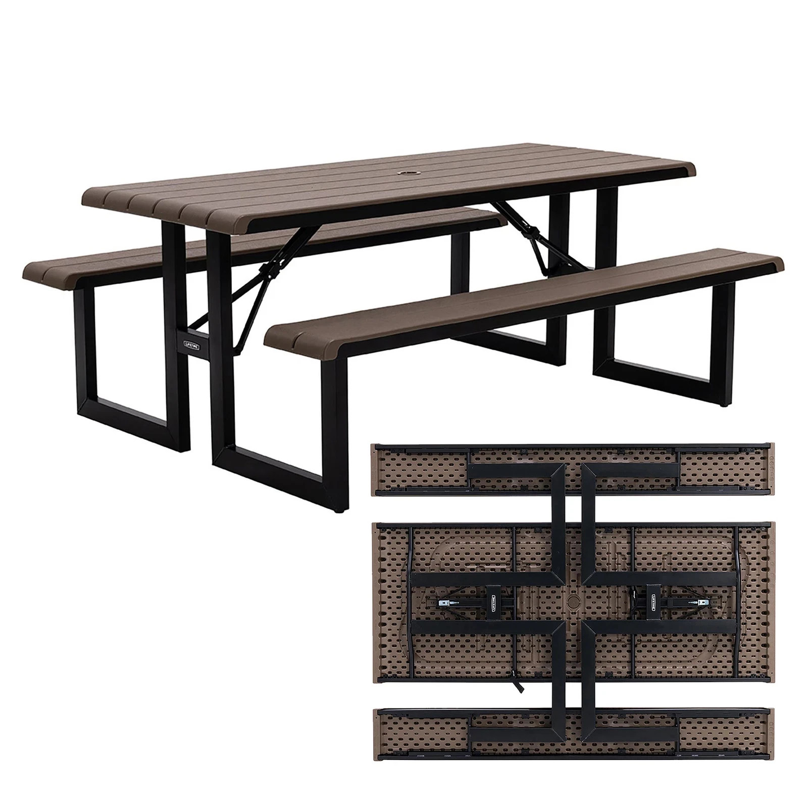 Lifetime Commercial 6 ft Folding Picnic Table with Bench Seating