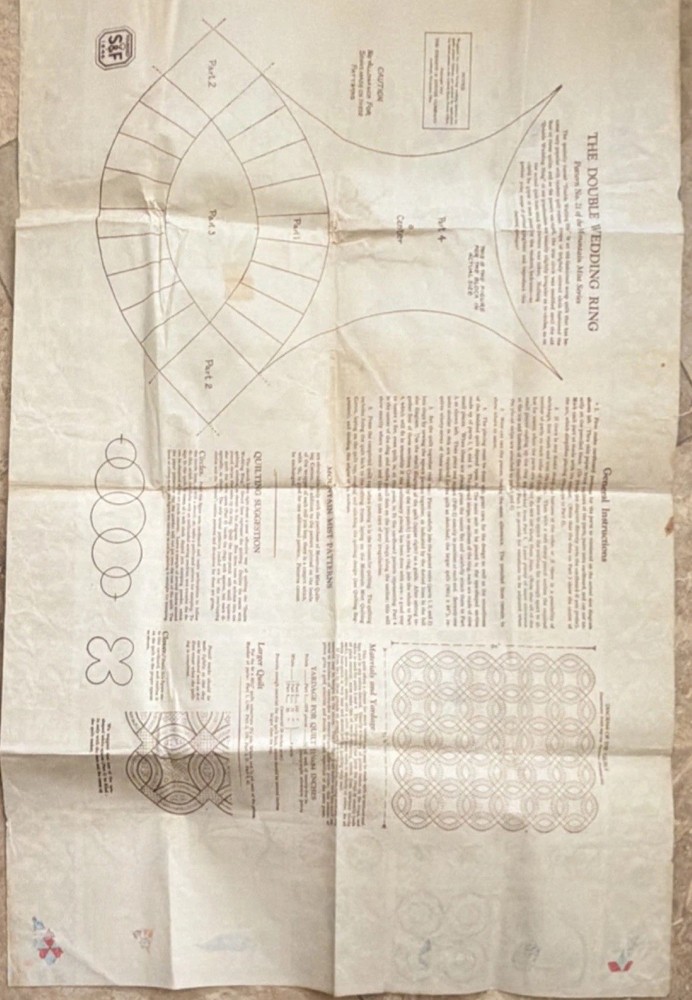 1954 Mountain Mist Double Wedding Ring Quilt Pattern No. 21 Pieced Type