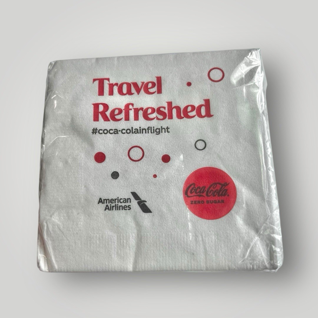 American Airlines Coca-Cola Collaborated Paper Napkins Flight Winter 50 Cts New