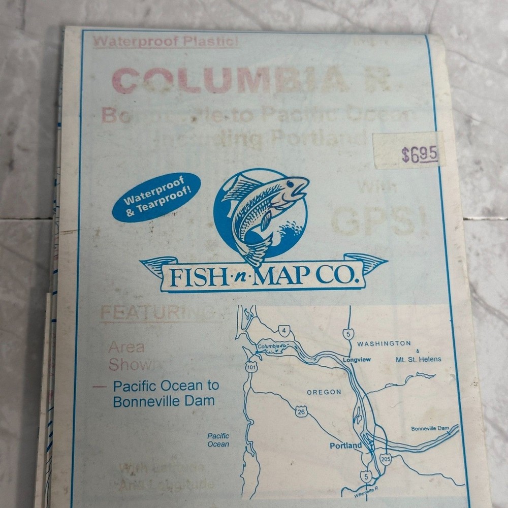 Fish n Map Co Columbia River Map Waterproof Plastic