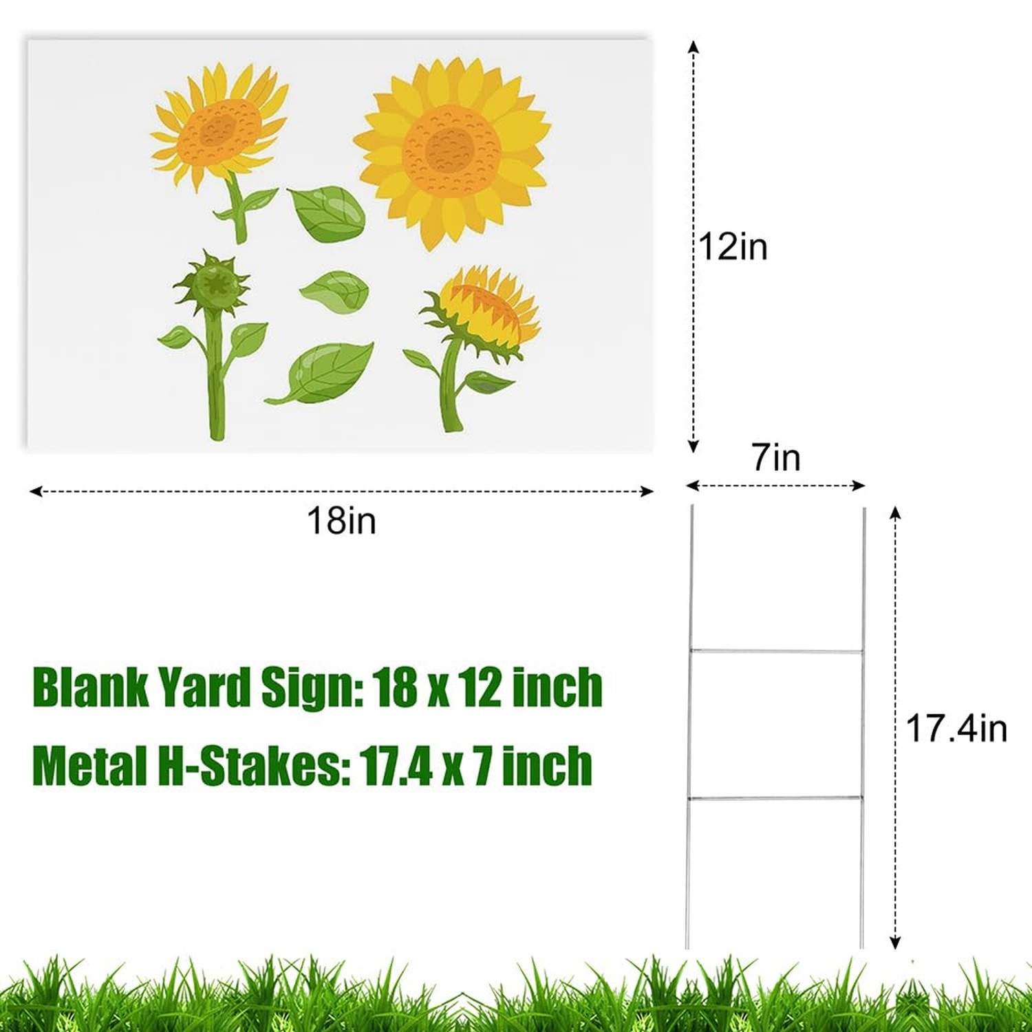 10 Pack 18 x 12 Inches White Corrugated Plastic Yard Sign with Metal Stakes f...