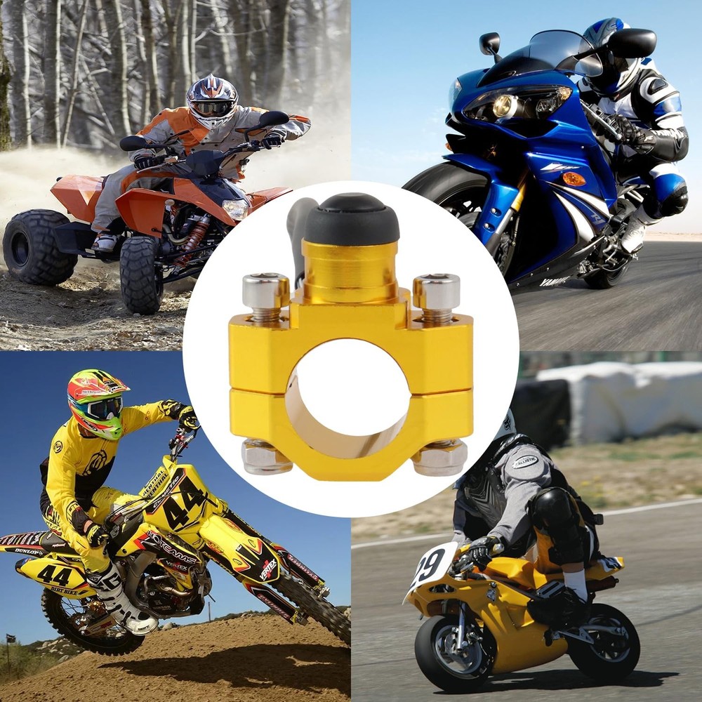 TXRXIZ Universal Motorcycle Engine Stop Start Kill Switch Gold(Black Button)