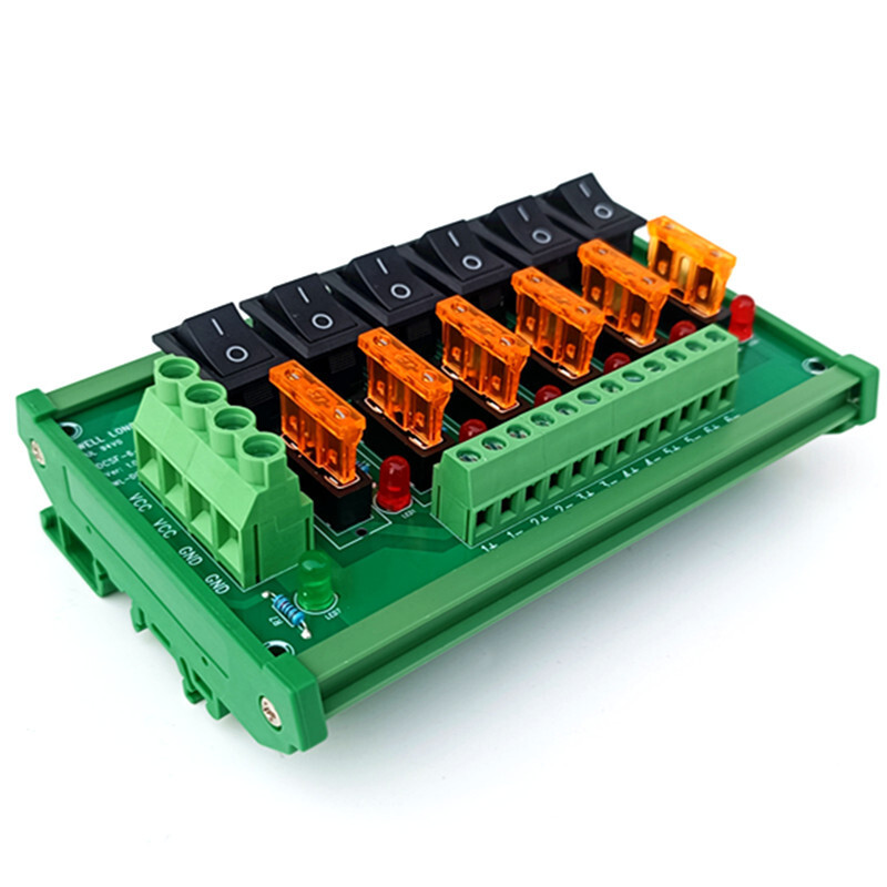 DIN Rail Mount 6 Position Switch Power Distribution Module Fuse Splitter Board