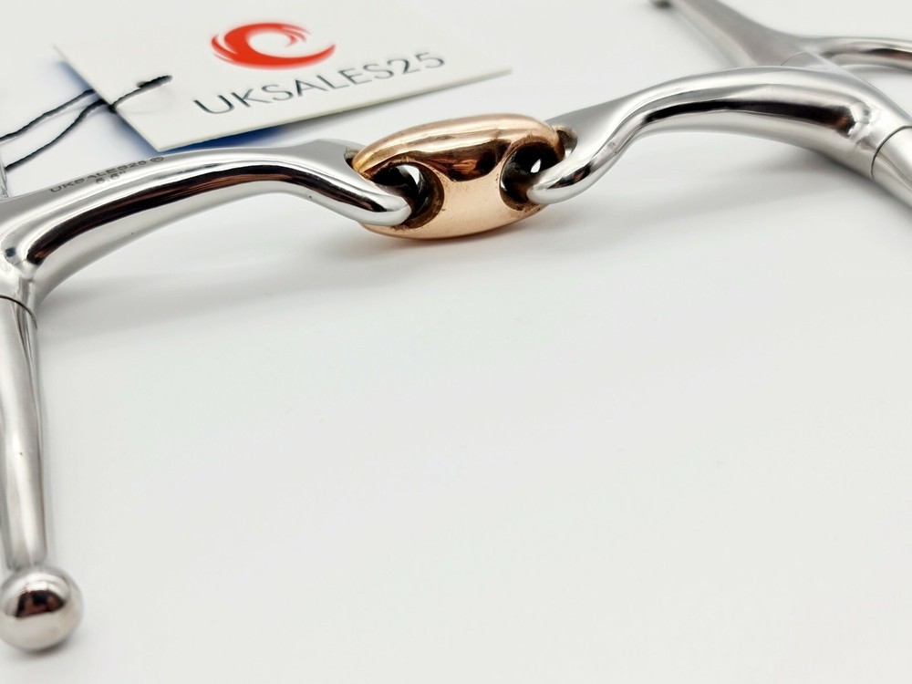 Full Cheek 14MM Stainless S Curved Snaffle Bit Copper Lozenge*SAME DAY DISPATCH*