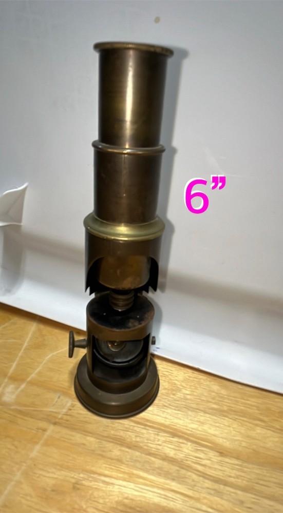 Brass Drum Microscope 6 Inch Field Botanical Student Scientific Tool
