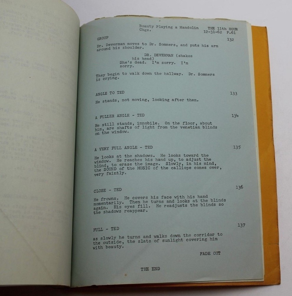 THE ELEVENTH HOUR 1962 Script Beauty Playing a Mandolin Underneath a Willow Tree