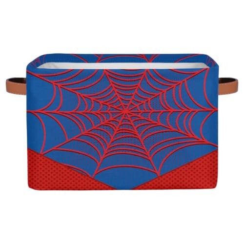 Nursery Decor Storage Bins - Blue Spider Web Large Collapsible Rectangle Shelf