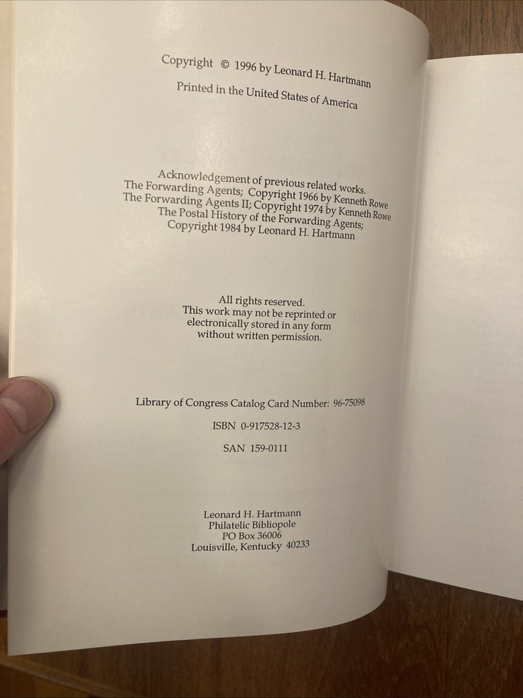 Postal History of The Forwarding Agents - Rowe 1996 - Stamp Collecting 1800s