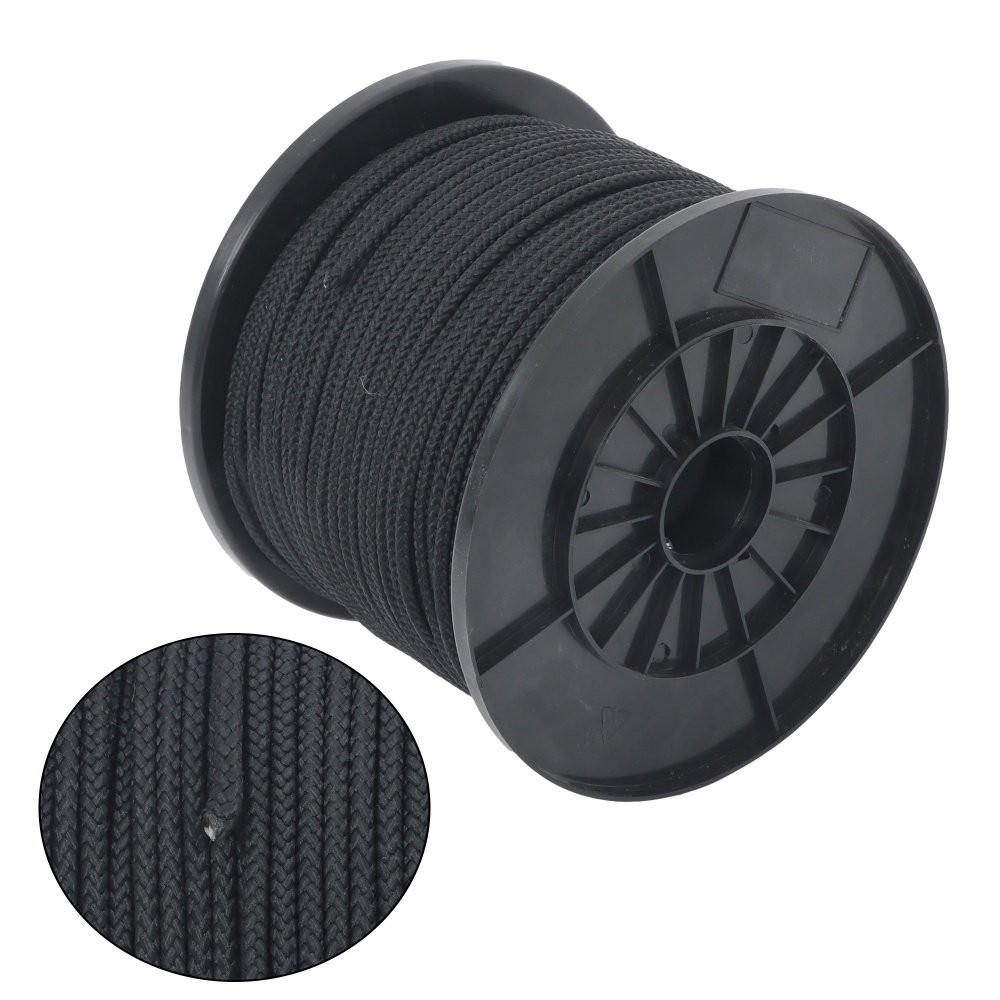 3/16 Inch x 500 Feet Polypropylene Tying Twine Pulling Pull Line 8 Strand Black