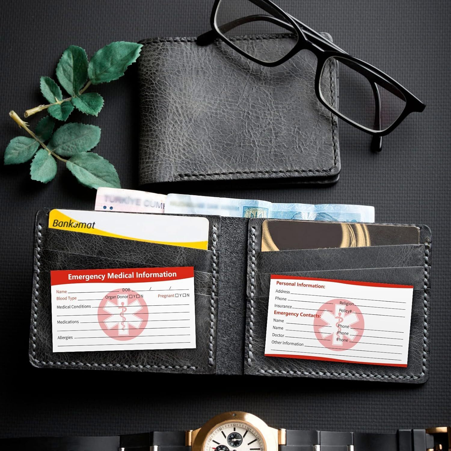 10 Pcs Emergency Medical Information ID Card Medical Alert Card for Wallet Phone