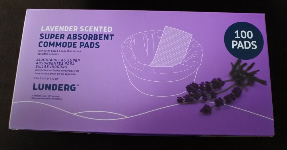 Lunderg Lavender Scented Super Absorbent Commode Pads - 100 Count