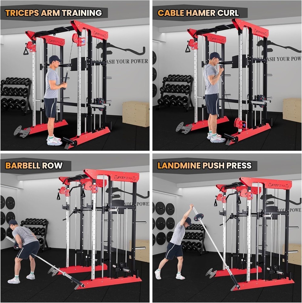 3600LBS Power Cage Exercise Machine Versatile Power Rack With Cable Crossover