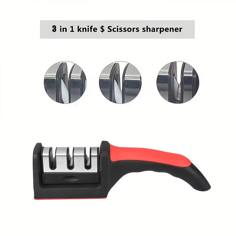 Multi-Functional 3-Stage Knife Sharpener for Kitchen & Scissors