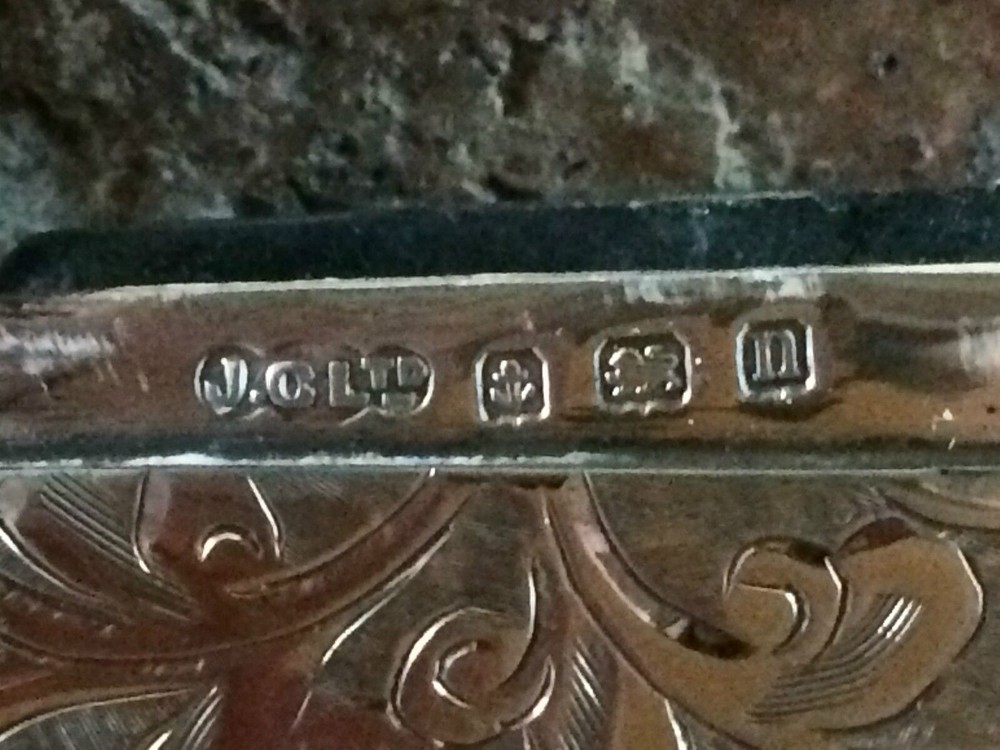 Superb Silver 1912 Engine Turned Floral Scroll Card Case by Joseph Gloster Ltd