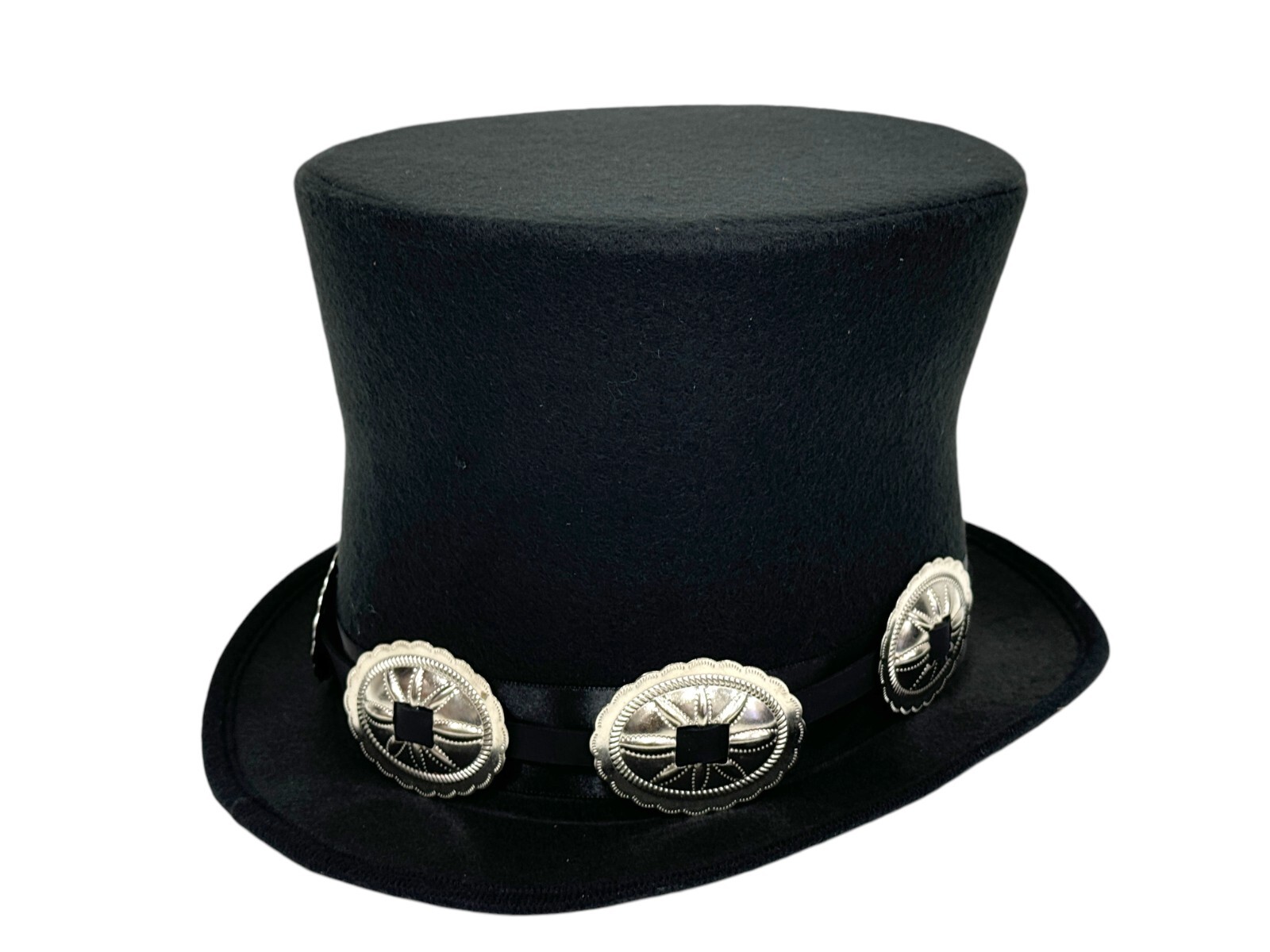 ROCK STAR PLAIN TOP HAT CONCHO LEATHER BAND VICTORIAN MAD HATTER USA MADE