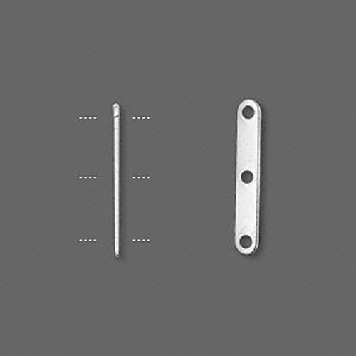100 Spacer bar silver plated 3-strand rounded rectangle 8mm between holes AC021