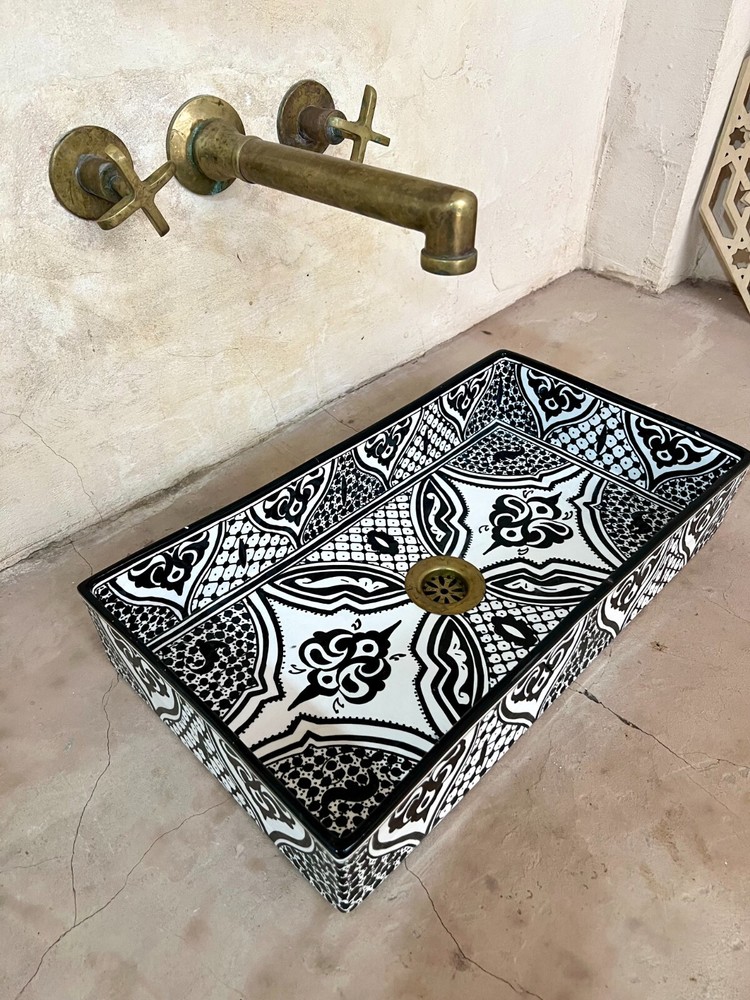 47cm / 18.5inches Ceramic Sink for Bathroom & Kitchen, Rectangular Orchid Sink