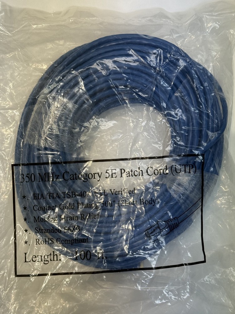 NEW 100ft 350MHz Cat 5e Ethernet Patch Cable