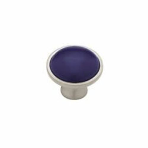 1-3/8" Betsy Fields Knob Brushed Pewter with Blue Ceramic Insert
