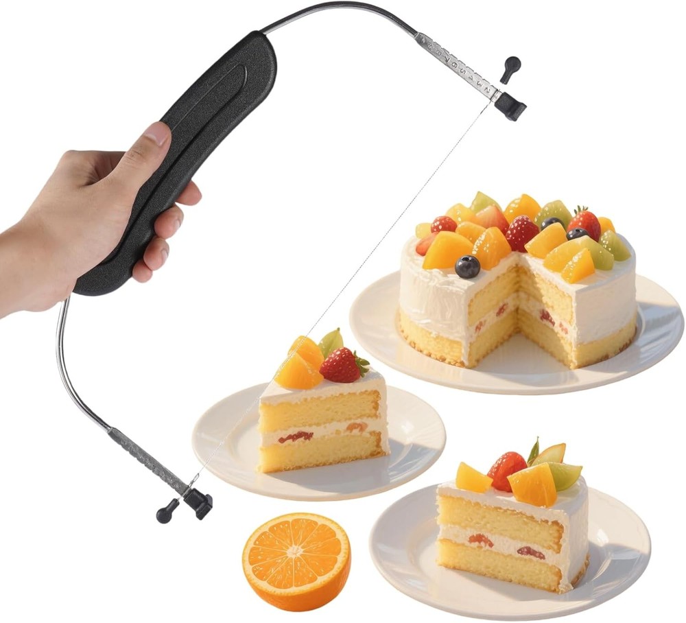 Adjustable Double Wire Cake Leveler Stainless Steel Black Baking Cutter
