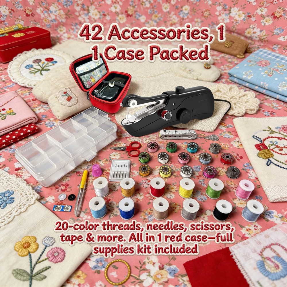 Handheld Sewing Machine,Portable Mini Sewing Machine for Beginners with Sewin...