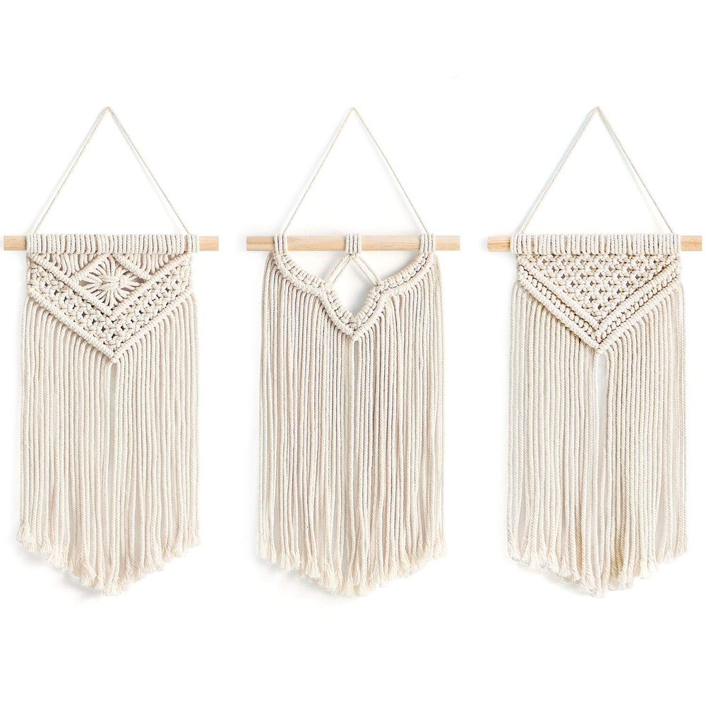 Small Macrame Wall Hanging Boho Set of 3
