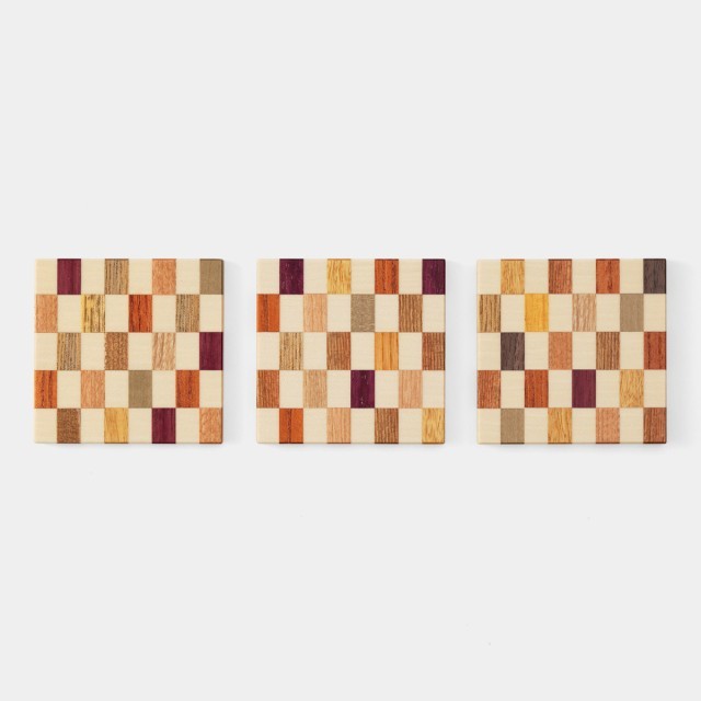 Ruchie Yosegi Wood Checkered Coaster M size