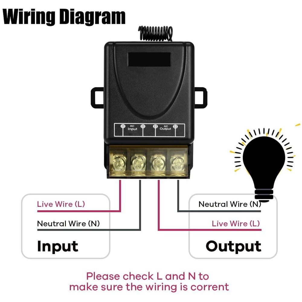 QOFOWIN AC120V Wireless Light Switch and Receiver kit328FT Long Range Single ...
