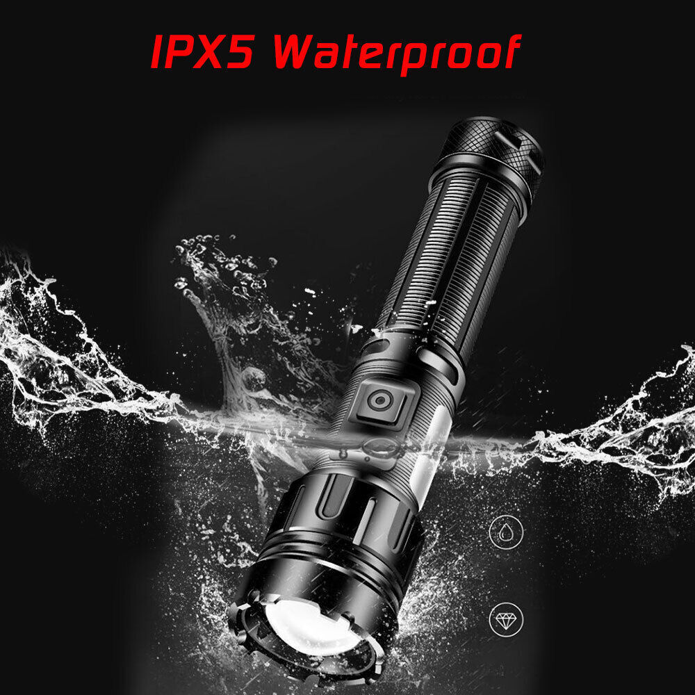 Powerful LED Flashlight Tactical Torch Outdoor Camping Lighting USB Rechargeable
